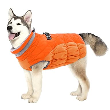 Lelepet Warm Dog Winter Coat Cold Weather Jacket Windproof Reflective Turtleneck Vest with Plush Neckline D-Ring for Leash Thick Fleece Lining Jacket Pet Apparel for Small Medium Large Dogs,xx-large