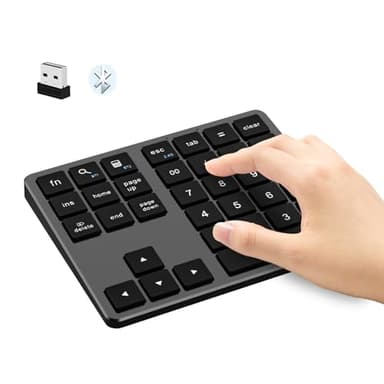 LOONASA Bluetooth & 2.4G Number Pad, Rechargeable Wireless Numeric Keypad, Slim Silent 34-Keys External Numpad USB Keyboard Compatible for MacBook, iPad, iPhone, iOS, Laptop, Windows, Android, PC