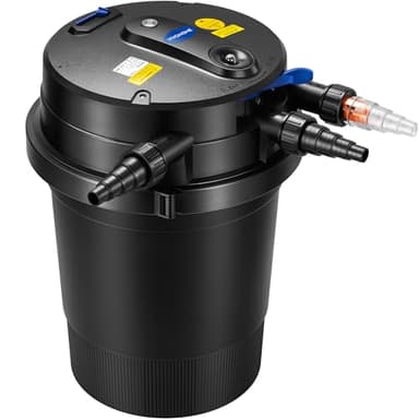 VIVOHOME 2640GPH Auto-Cleaning Pressurized Bio Pond Filter with 18W Light, Timer, Multi-Size Adapters for Koi Ponds up to 1585 Gallons or Ornamental Ponds up to 3170 Gallons