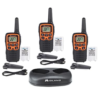 Midland -T51X3VP3 X-TALKER Walkie-Walkie - Long Range Two Way Radio for Camping Hiking Hand Held RZR FRS Compact Radio UTV communication NOAA Weather Scan - Black/Orange, 3 Radios