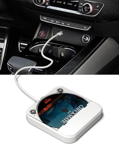 ENVYCLOUD Portable Car CD Player with USB/AUX Port,External CD Player Compatible with Car Radio Stereo, Laptop, TV, Computer,Universal for Vehicle with Adapter, White