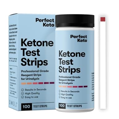 Perfect Keto Ketone Test Strips Kit for Testing Ketones on Low Carb Ketogenic Diet, Monitor Ketosis, Keto Diet Tracker, Urine Test Strips, 100 CT