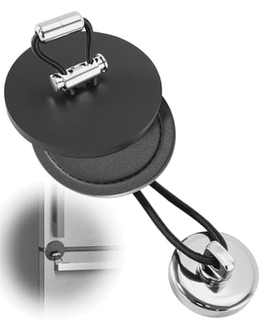 NEQXFQ Magnetic RV Refrigerator Door Latch, Camper Fridge Door Stopper with Thickened Leather Pad ABS Plate Metal Buckle, Multiple Locking Mechanisms