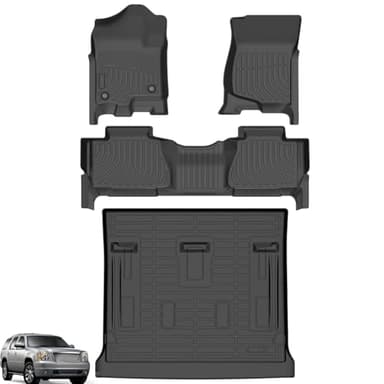 Floor Mats for 2007-2014 Chevrolet Tahoe & GMC Yukon Bench (NOT fit Yukon XL or Hybrid), 8 Seats, TPE All Weather Floor Liners for Chevy Tahoe Floor Mats, Non-Slip Waterproof Cargo Liner