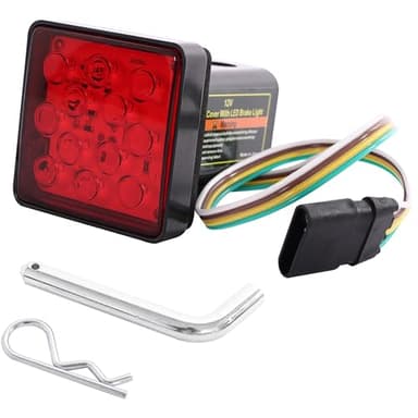 MAXXHAUL 50021 Trailer Hitch Cover with 12 LED's Brake and Tail Light Functions, 1 Pack