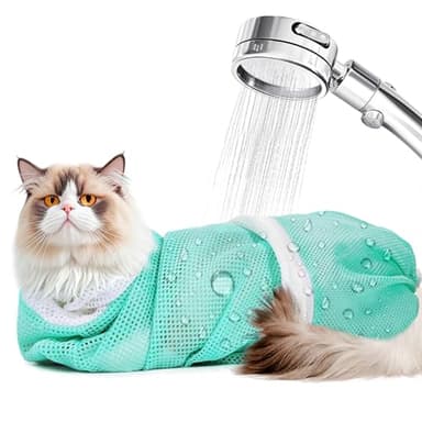 UMiYIDIAN Cat Bag for Bath Adjustable Breathable Mesh Pet Restraint Bag for Bath Nail Trim Medicine and Vet Visits Escape Proof Wash Bag Green