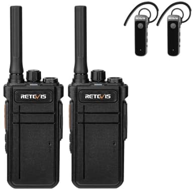 Retevis RB37 Bluetooth Walkie Talkies,Bluetooth Two Way Radio New Version,2000 mAh&120h Standby Long Battery Life,Wireless Earpiece,Flashlight,VOX,Type-C,2 Way Radio for Church Hospital Family(2Pack)