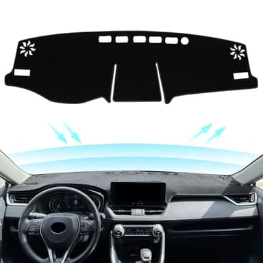 REMOCH for Toyota Rav4 Accessories 2025 2024 2023 2022 2021 2020 2019 Dashboard Cover Dash Cover Mat Custom Fit Center Console Cover Sunshield Protector RAV 4 Pad（Black Trim）