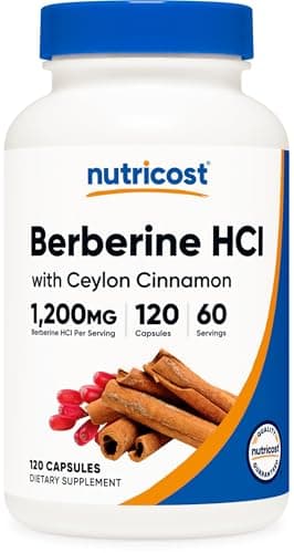 Nutricost Berberine HCl with Ceylon Cinnamon Capsules (120 Capsules, 60 Servings) - Non-GMO, Animal-Free Product