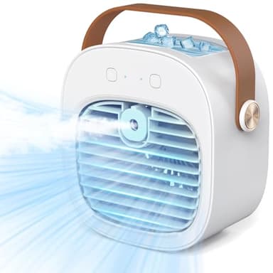 Portable Air Conditioner -5200mAh Rechargeable Mini Air Conditioner with 3 Speed Settings, 5-10 Hours Runtime,Quiet Desk Cooling Fan, Personal Air Cooler for Home, Bedroom, Travel, Office, Outdoor