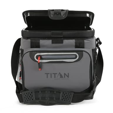 Titan by Arctic Zone Deep Freeze Cooler - 16 Can Zipperless Hardbody Cooler with Deep Freeze Insulation, HardBody Liner, and SmartShelf - Sharkskin Gray