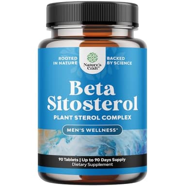 Natures Craft Plant Sterols Complex with Beta Sitosterol - 500mg Beta-Sitosterol Sterols and Stanols Supplement for Prostate Support - Prostate Health Supplement for Men - 90 Count