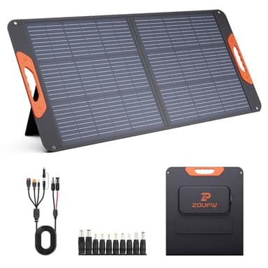 ZOUPW 100W Portable Solar Panel with 5-in-1 Cable,23.5% Efficiency Mono Foldable Solar Charger for Jackery 300/Ecoflow River/Anker Solix,IP67 Waterproof Offgrid Power for Camping RV Battery Backup