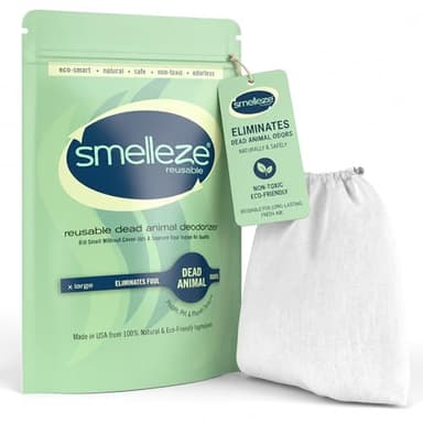 SMELLEZE Dead Animal Odor Eliminator for Home - Removes Rodent & Mouse Smell in Wall, Attic, Crawlspace - Reusable Pouch, Pet Safe, USA Made, 375 sq.ft