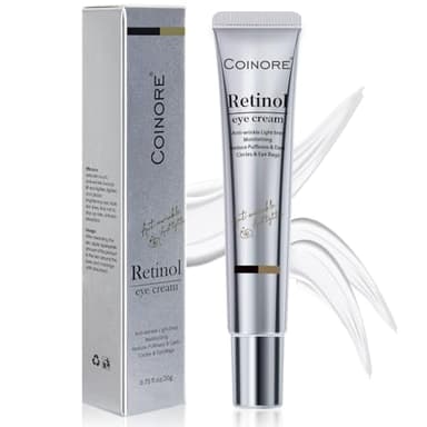 Retinol Under Eye Cream - Anti-Aging Treatment for Dark Circles, Puffiness & Wrinkles, Gentle Formula for Men & Women to Reduce Fine Lines, 0.7 Fl Oz