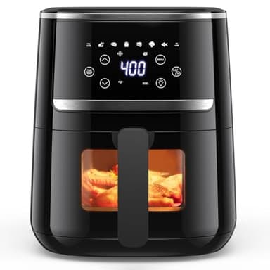5QT Air Fryer with Touchscreen & View Window - 8-In-1 Digital Airfryer, Oil-Free Cooking, Timer Control, Compact Air Fryer for Home/Kitchen/Dorm Use