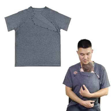 Kangaroo Skin to Skin Bonding Care T-Shirt for Dads - Kangaroo Care Shirt for Men - Grey