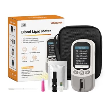 YOYOVIVA 5 in 1 Portable Cholesterol Lipid Test Meter Kit for Total Cholesterol HDL LDL Triglycerides TC/HDL Ratio Easy to Use with 10 Pcs Strips Lancets Droppers