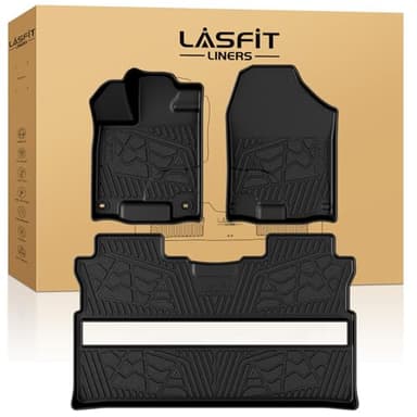 LASFIT Floor Mats for Honda Ridgeline 2026 2025 2024 2023-2017 Crew Cab, All Weather Protection TPE Non-Slip Custom Fit Automotive Accessories Floor Liners 1st & 2nd Row, Black