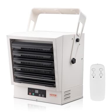 VEVOR Electric Garage Heater, 10000-Watt Digital Fan-Forced Wall/Ceiling Mount Shop Heater, with Remote Control Overheat Protection, Hardwired with 9-Hour Timer, Ideal for Workshop
