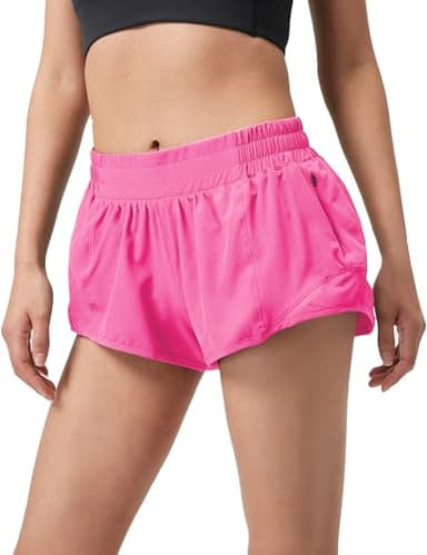 HXUNJW Athletic Shorts for Women,Mesh Lined 2.5" Running Shorts,Quick Dry Active Workout Shorts with Zip Pocket(01-Hot Pink-S)