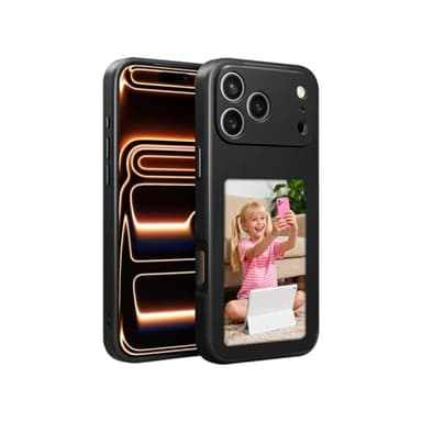 KSOPUERT Upgraded 4 Inch High Resolution Smart NFC Electronic Ink Screen Display Case for iPhone 17 PRO Max DIY Phone Case,Customizable Back Cover with Your Pictures/Text Always-On Display,Black