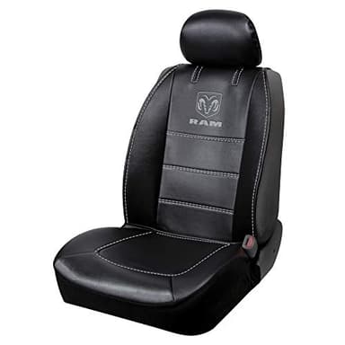 PLASTICOLOR 008628R25 RAM 3-Piece Deluxe Sideless Seat Cover - Gray Logo - 1 Ea, Black