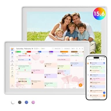 Westsee 15.6" Digital Calendar Frame – Interactive Touchscreen Eletronic Calendars, Smart Family Planner for Schedule, Photo Display, Meals, Chore Chart & Tasks, Wall & Desk Mountable (White)