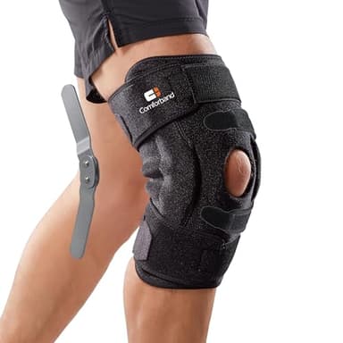 Comforband Adjustable Hinged Knee Brace – Dual Side Hinges for ACL, PCL, MCL Injury Support, Meniscus Tear, Arthritis Pain Relief, Post-Surgery Recovery (Black, S/M)