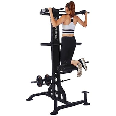 PowerTec Levergym Assisted Chin Up Bar and Dip Station, 400 lbs Max Load - Pullup Bar and Home Gym Equipment with Loaded Weights for Resistance Assist - Workout Equipment for Home Workouts
