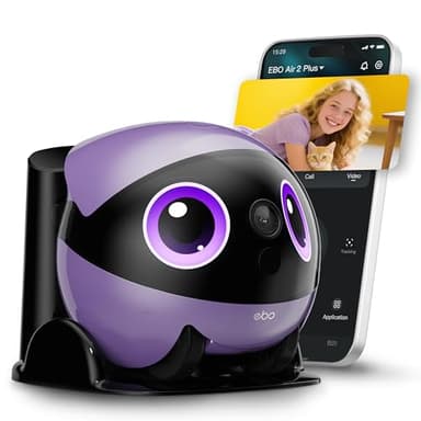 Enabot EBO Air 2 Plus FamilyBot 3K Home Camera Robot: Indoor Camera, Movable Robot Companion, 2-Way Video, AI Chat Mode, Auto-Recharge, Long Battery Life, Custom Facial Image, Night Vision