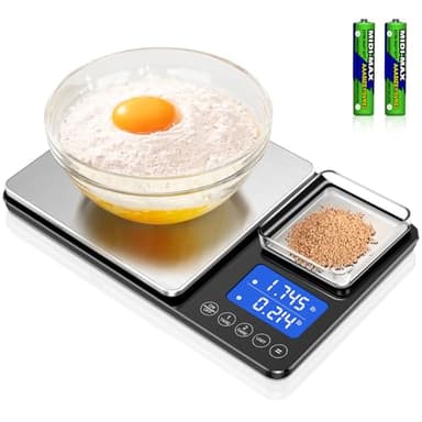 KUAIVO 0.001oz/33lbs Dual Platform Food Kitchen Scales Digital Weight Grams and Ounces, Two Precisions Kitchen Scale for Sourdough Bread, Baking and Cooking with 7 Units Tare, Accumulation Functions