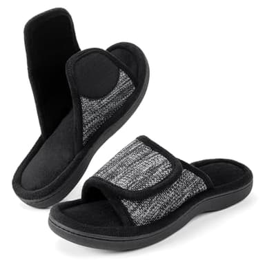 RockDove Women's Adjustable Wrap Memory Foam Slide Slipper, Size 9-10 US Women, Black