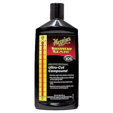 Meguiar’s Mirror Glaze M105 Ultra-Cut Compound, Pro-Grade Car Compound for Removing Scratches and Heavy Swirls, Restores Gloss and Clarity, Car Guy Gifts for Men and Women Who Love to Detail, 8 Oz