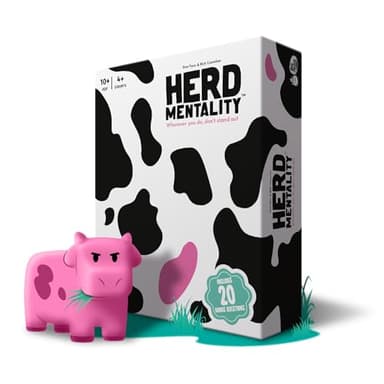 Herd Mentality: Udderly Funny Family Board Game | Easy & Fun for Big Groups of 4-20 Players | Includes 20 Extra Exclusive Questions