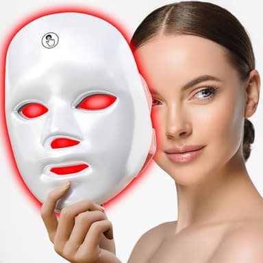 gelpal 7-1 Colors LED Facial Skin Care Mask,Red Light Mask for Face, LED Facial Mask Light,Salon or Home,White.