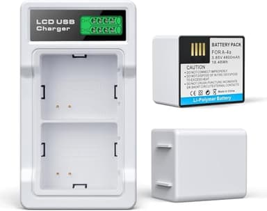 2-Packs Batteries Compatible with Arlo Pro 5S 2K, Pro 4, 3, Arlo Ultra 2, Ultra Cameras VMA5400 VMC4040P VMC4060P A-4a, with LCD Dual Charger (3.85V 4800mAh)