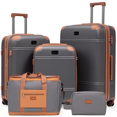 Cobens Expandable Luggage Sets 5 Piece with Detachable Spinner Wheels and TSA Lock,ABS Hard Case Suitcases with Wheels,Carry On Luggage Set