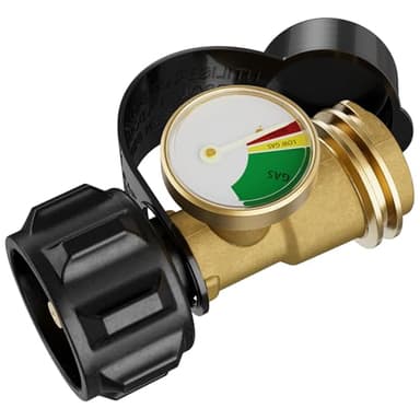 Rushare Propane Tank Gauge Level Indicator for 5-20LB Tanks, Universal for RV Camper, Gas Grill, Camping Stove, Propane Heater, Fire Pit and More, QCC1/Type 1 Connection