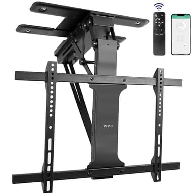 VIVO Electric Flip Down Swiveling Ceiling TV Mount for 32 to 70 inch Screens, Large Motorized Flat Ceiling VESA Mount, App and Voice Control, Black, MOUNT-E-FD70S