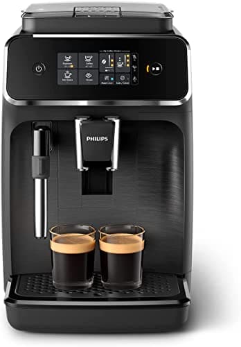 Philips 2200 Series Fully Automatic Espresso Machine, Classic Milk Frother, 2 Coffee Varieties, Intuitive Touch Display, 100% Ceramic Grinder, AquaClean Filter, Aroma Seal, Black (EP2220/14)
