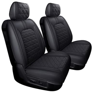 YIERTAI Dodge RAM Seat Covers Fit for 2009-2023 2024 2025 1500/2500/3500HD Pickup Front Seats Only Crew Double Cab Quad Cab Waterproof Leather Seat Covers(2 PCS Front only/Black)