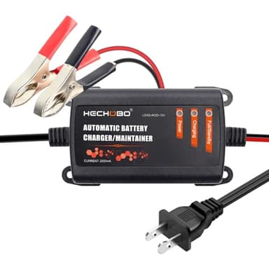 12v 2A Battery Charger, Trickle Charger for Lawn Mower Battery, Motorcycle, car, Boat, ATVs, Riding andMore -2000mA Battery Maintainer and Desulfator withIntelligent Interface