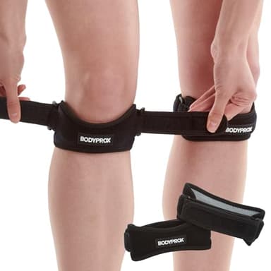 Bodyprox Patella Tendon Knee Strap 2 Pack, Knee Pain Relief Support Brace Hiking, Soccer, Basketball, Running, Jumpers Knee, Tennis, Tendonitis, Volleyball & Squats