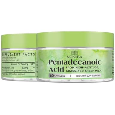 Nokuba Pentadecanoic Acid C15:0 Supplements 300mg High-Altitude Sheep Milk Sourced | 60 Capsules