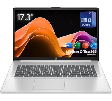HP 17.3" Laptop with Lifetime Office 365 for The Web • 32GB RAM • 1TB SSD Storage • Intel 13th 8-Cores i3 CPU (Beat 11th i5) • 10-Key Number Pad • Windows 11 Pro No Mouse