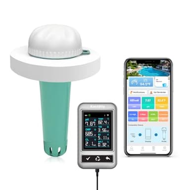 Smart Pool Monitor Pro, Digital Pool Water Tester for Chlorine/pH/ORP/Salinity/TDS/EC with App Control, Electronic Pool Chemical Tester for Hot Tub & Spa