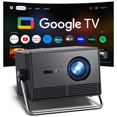 2000 ANSI Lumen Outdoor Projector Official Licensed Google TV Full HD 4K , Smart Projector with Wifi and Bluetooth, Auto Focus, Dolby Sound,Built-in Apps,HAPPRUN Home Theater for Phone/TV Stick/PC/PS5