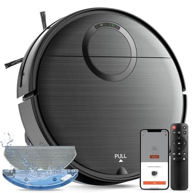 UMMUND Robot Vacuum and Mop Combo, 2 in 1 Mopping Robotic Vacuum Cleaner with Schedule, Wi-Fi/App/Remote, Max Suction 2000Pa, Self-Charging, Slim, Ideal for Hard Floor, Pet Hair, Low-Pile Carpet