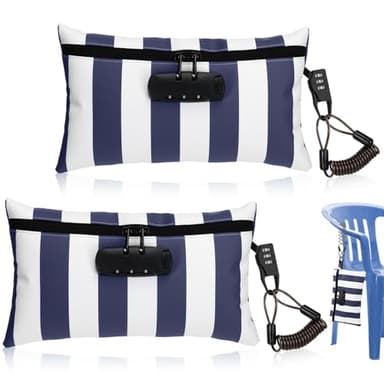 Sanwuta 2 Pack Money Bag with Lock Locking Money Bag for Beach Christmas Wallet Gifts 6.7 x 11 Inch(Dark Blue, White)